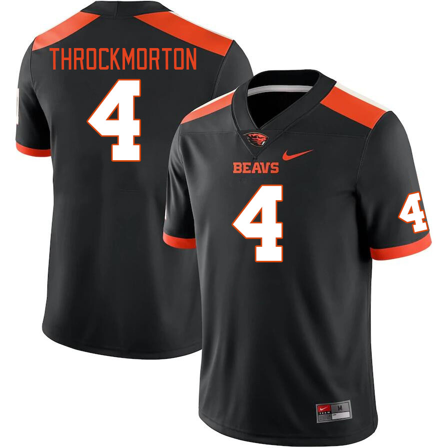 Men #4 Travis Throckmorton Oregon State Beavers College Football Jerseys Stitched Sale-Black
